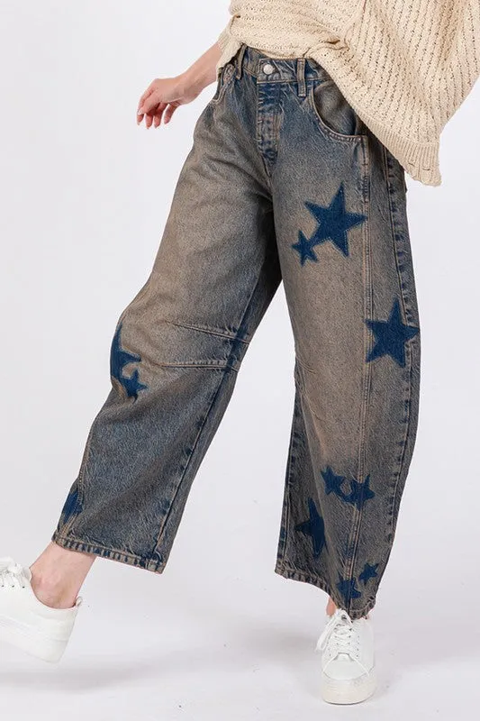 Hazel Blues® |  SAGE   FIG Star Wide Leg Jeans with Pockets