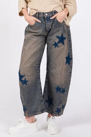 Hazel Blues® |  SAGE   FIG Star Wide Leg Jeans with Pockets
