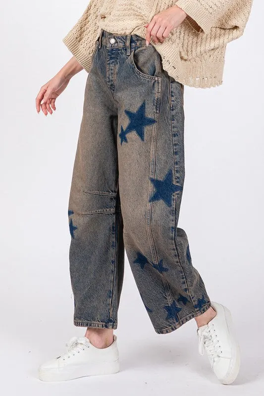 Hazel Blues® |  SAGE   FIG Star Wide Leg Jeans with Pockets