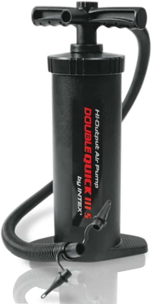 Intex Double Quick III S Hand Pump, 14 1/2 in (37cm), includes 3 interconnecting nozzles with hoses to inflate or deflate different types of inflatables