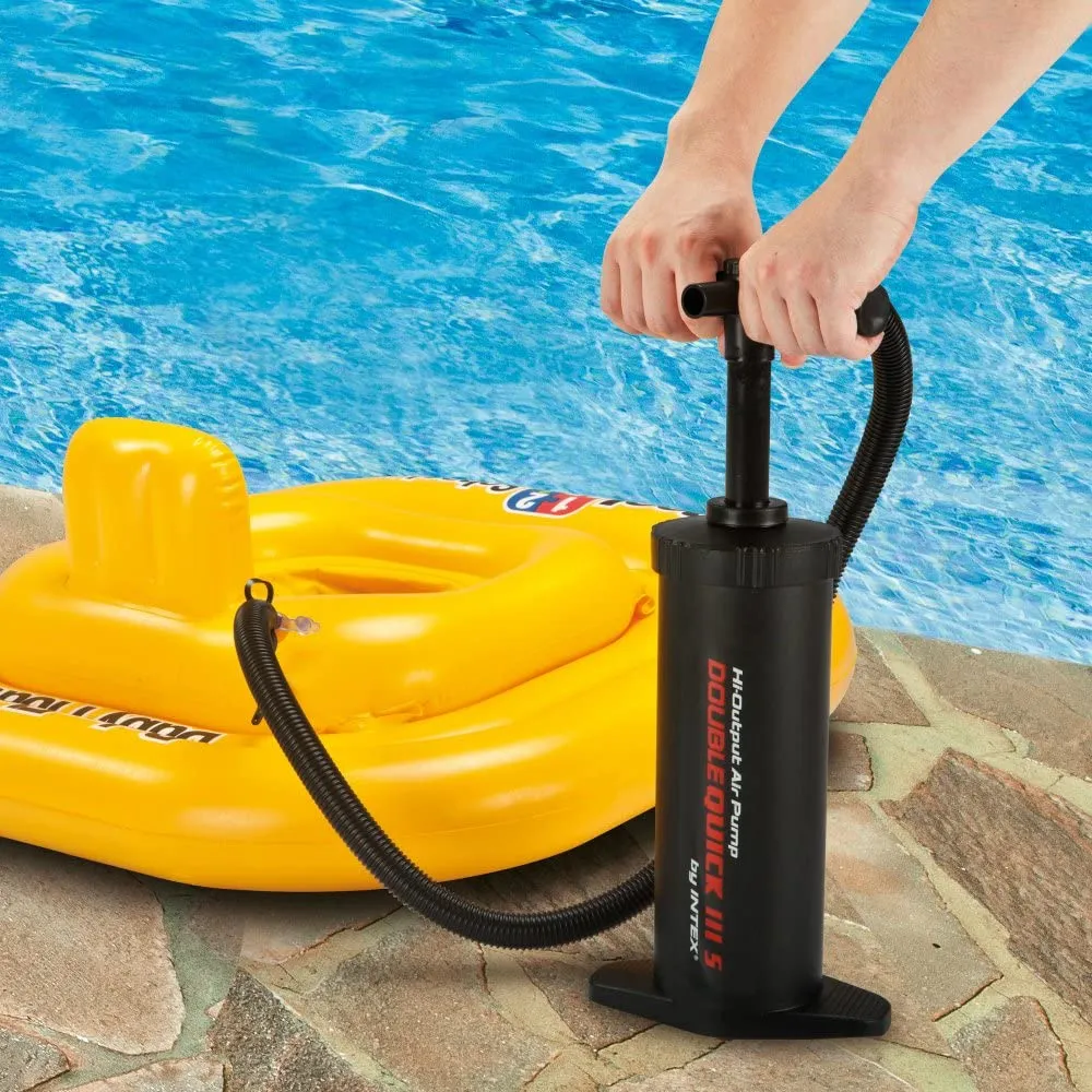 Intex Double Quick III S Hand Pump, 14 1/2 in (37cm), includes 3 interconnecting nozzles with hoses to inflate or deflate different types of inflatables