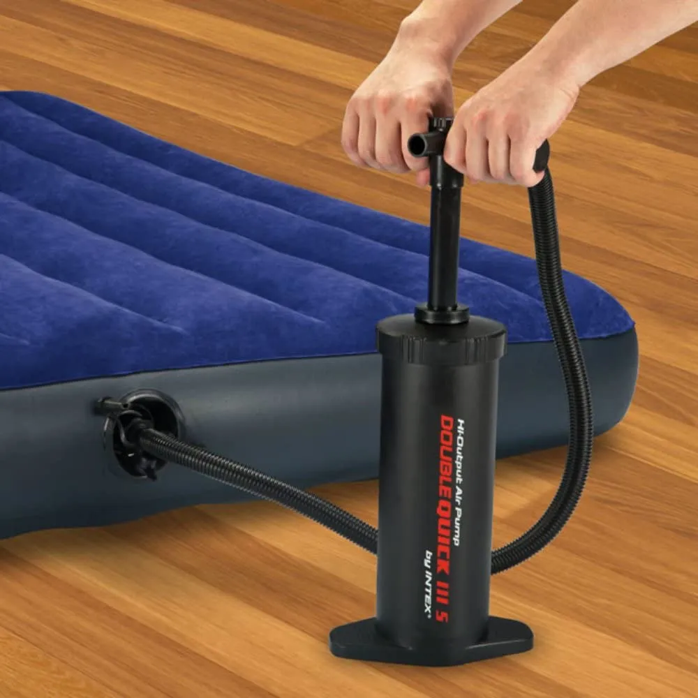 Intex Double Quick III S Hand Pump, 14 1/2 in (37cm), includes 3 interconnecting nozzles with hoses to inflate or deflate different types of inflatables