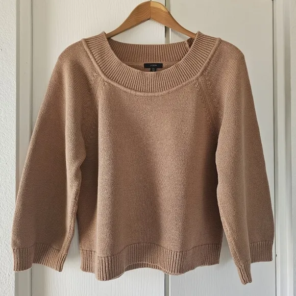 J. CREW Cotton Relaxed-sleeve Boatneck Oversized Beach Sweater Sz Sx