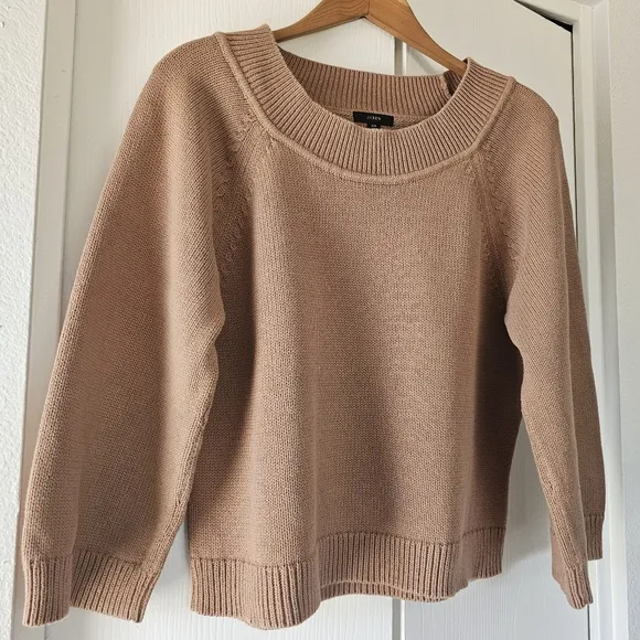 J. CREW Cotton Relaxed-sleeve Boatneck Oversized Beach Sweater Sz Sx