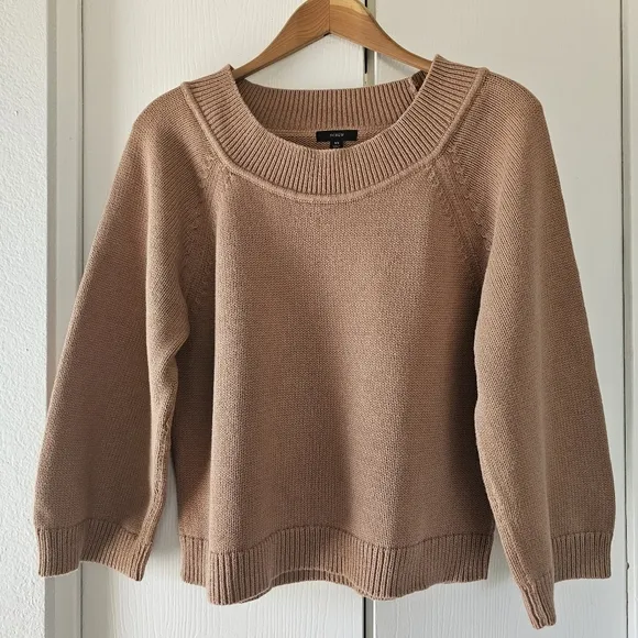J. CREW Cotton Relaxed-sleeve Boatneck Oversized Beach Sweater Sz Sx
