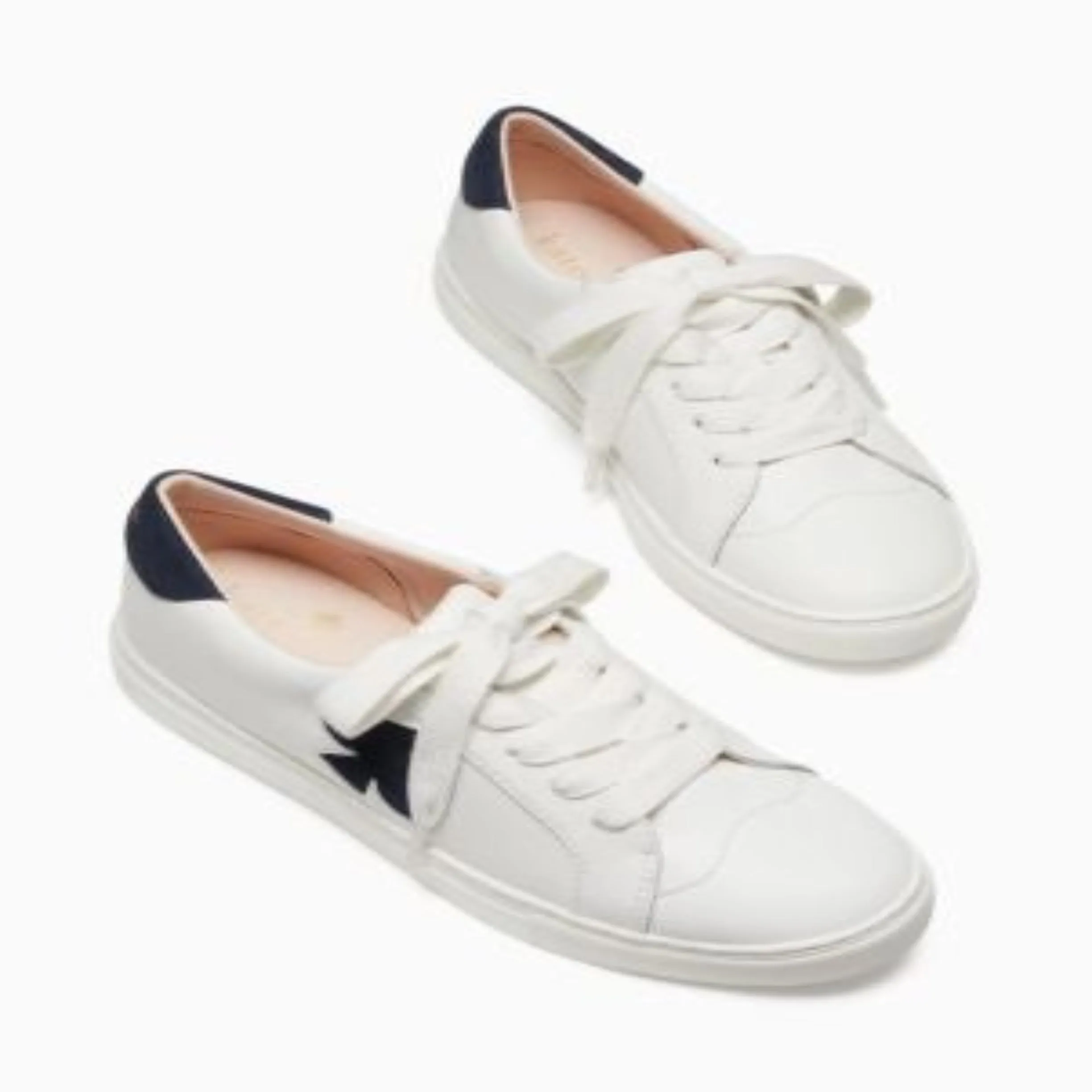 KATE SPADE NEW YORK White/Blazer Blue Fez Action Nappa Calf Sneakers Size 7.5 B NWB
