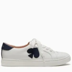 KATE SPADE NEW YORK White/Blazer Blue Fez Action Nappa Calf Sneakers Size 7.5 B NWB