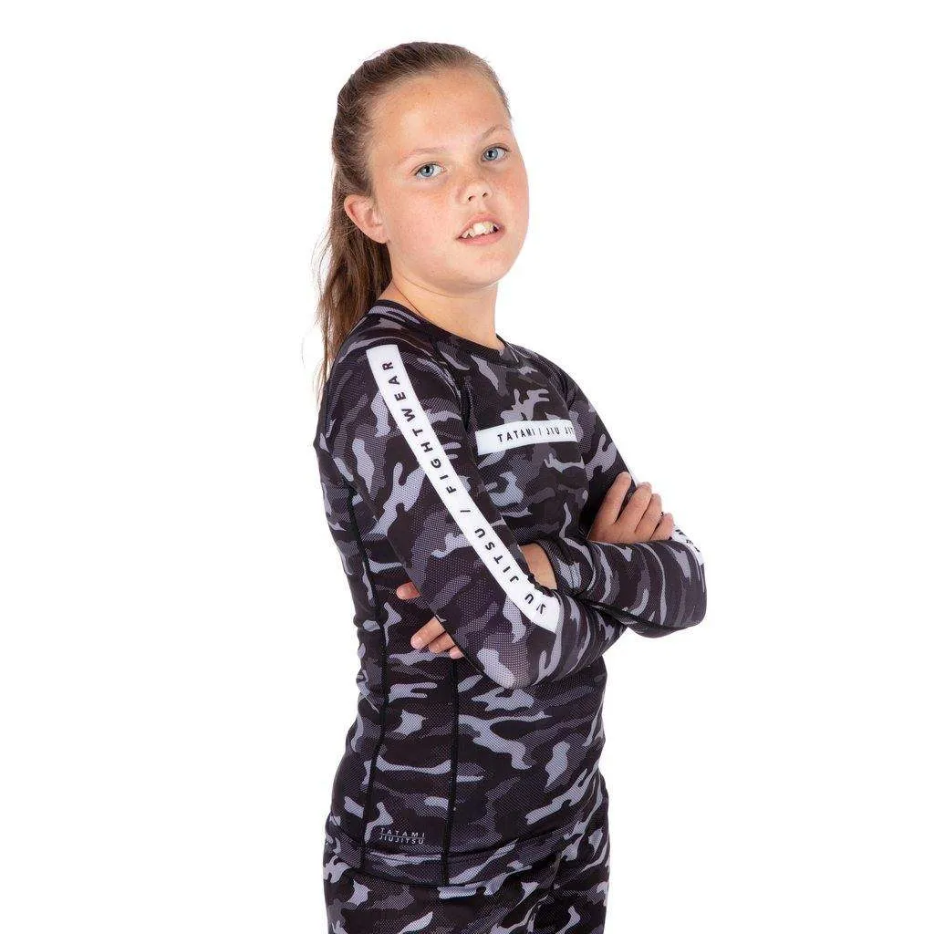 Kids Rival Black & Camo Long Sleeve Rash Guard