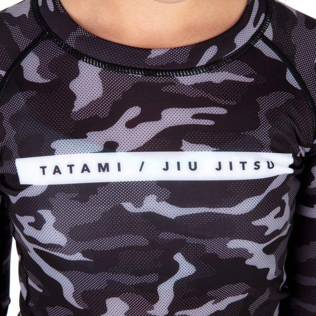 Kids Rival Black & Camo Long Sleeve Rash Guard