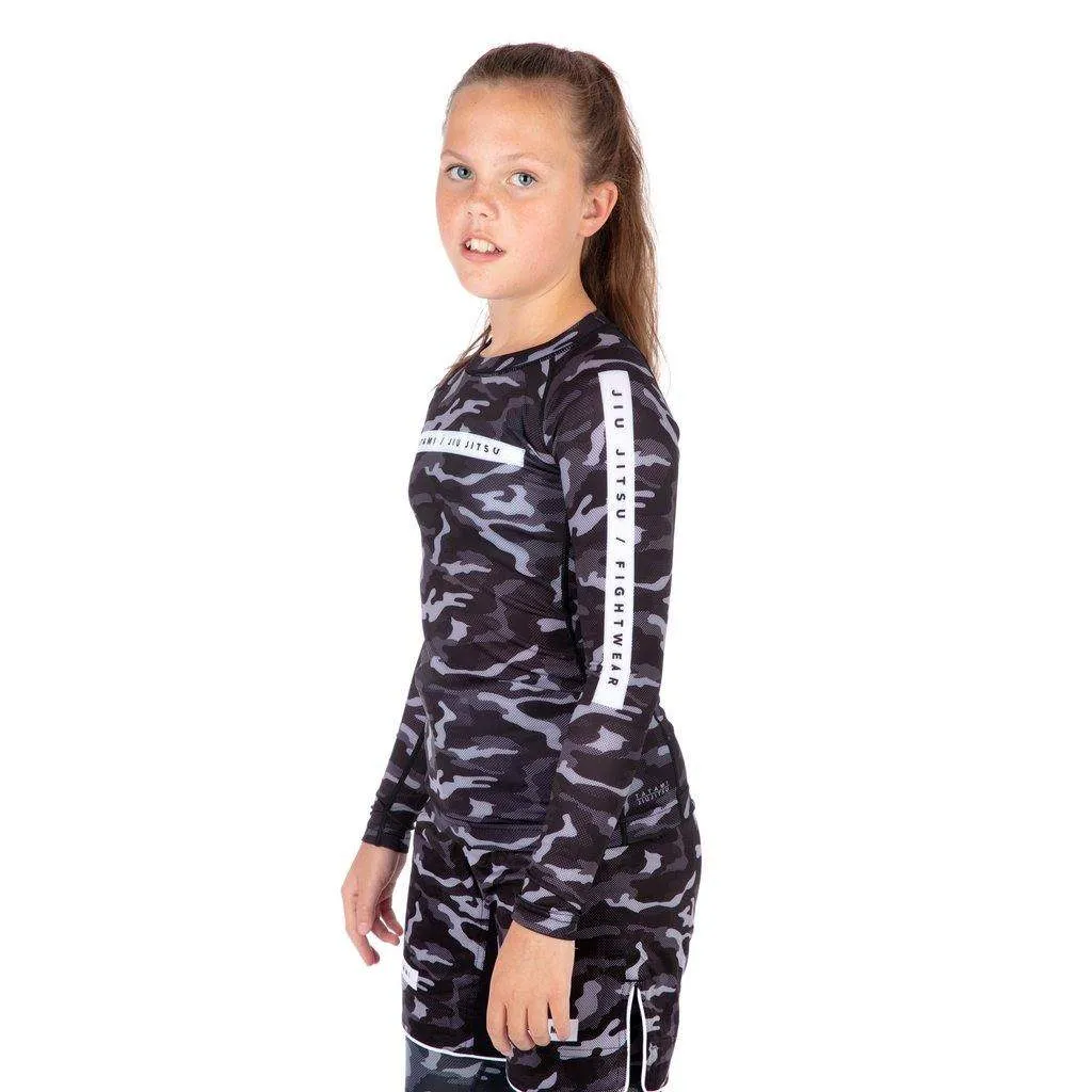 Kids Rival Black & Camo Long Sleeve Rash Guard