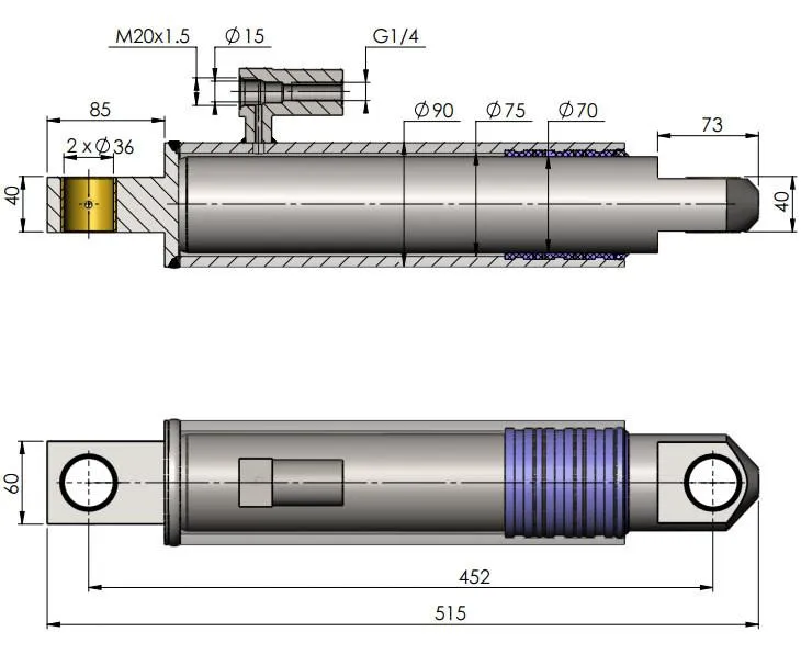 Lift Ram Cylinder HACO to suit MBB 1402453