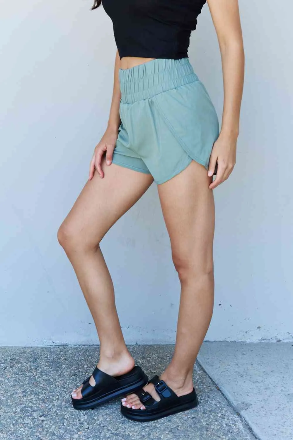 Lisa Stay Active High Waistband Active Shorts in Pastel Blue