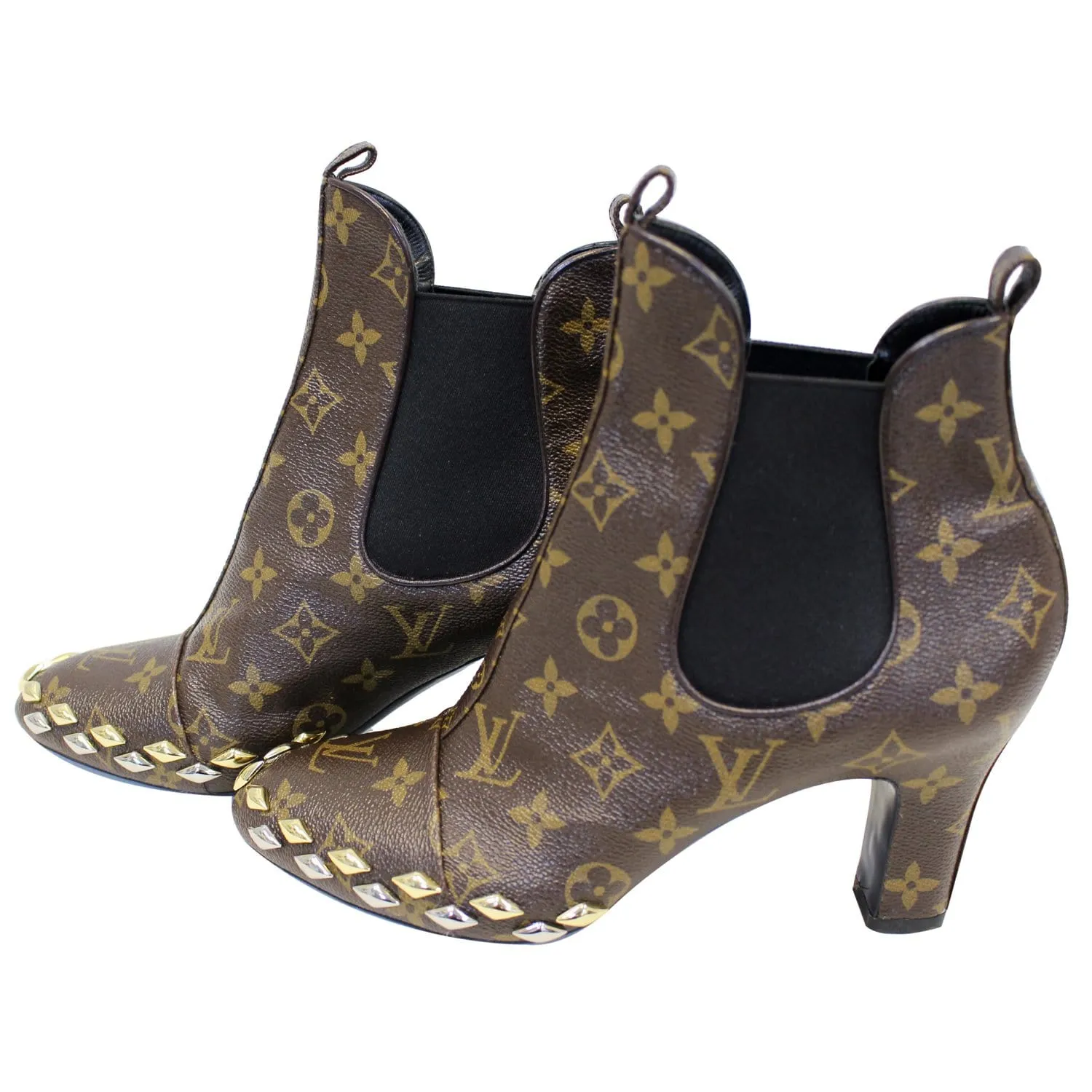 LOUIS VUITTON Monogram Canvas El Dorado Ankle Booties Size 41