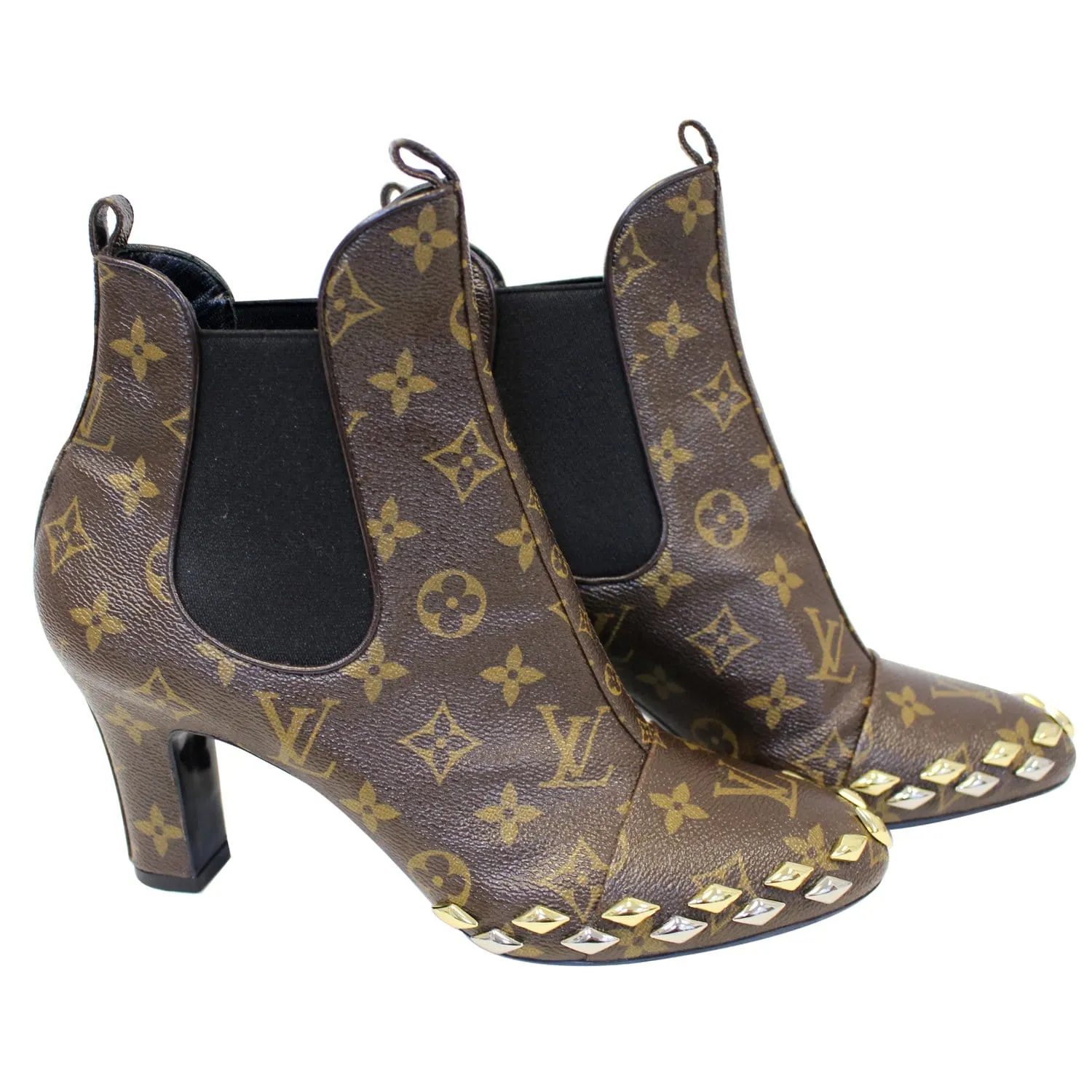 LOUIS VUITTON Monogram Canvas El Dorado Ankle Booties Size 41