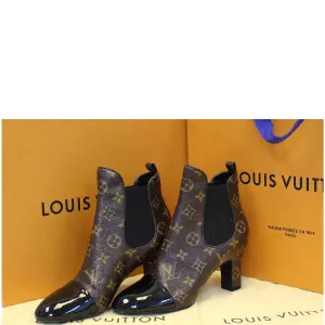 LOUIS VUITTON Monogram Canvas Revival Ankle Boots Size 37