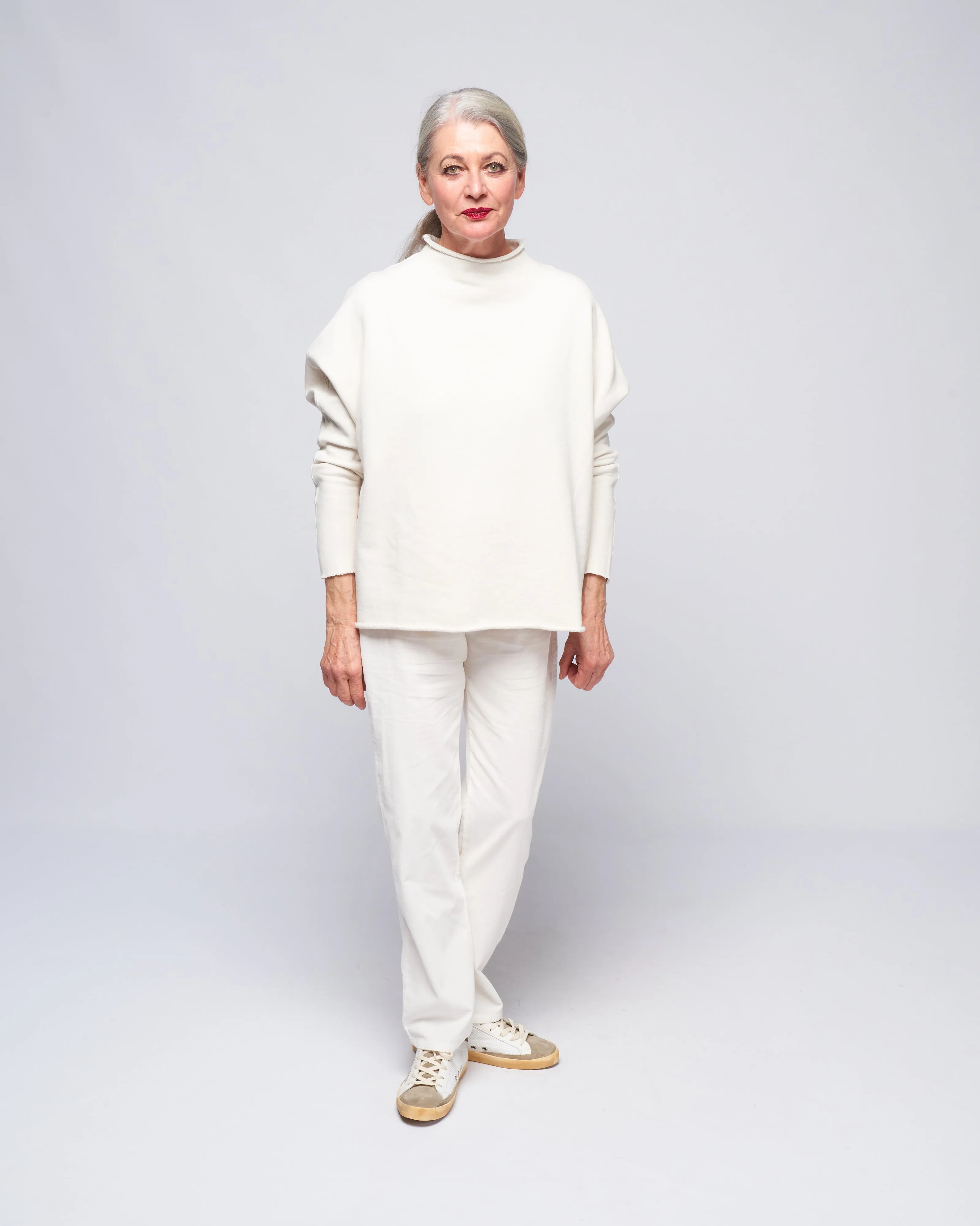 l/s funnel neck capelet - vwt vintage white