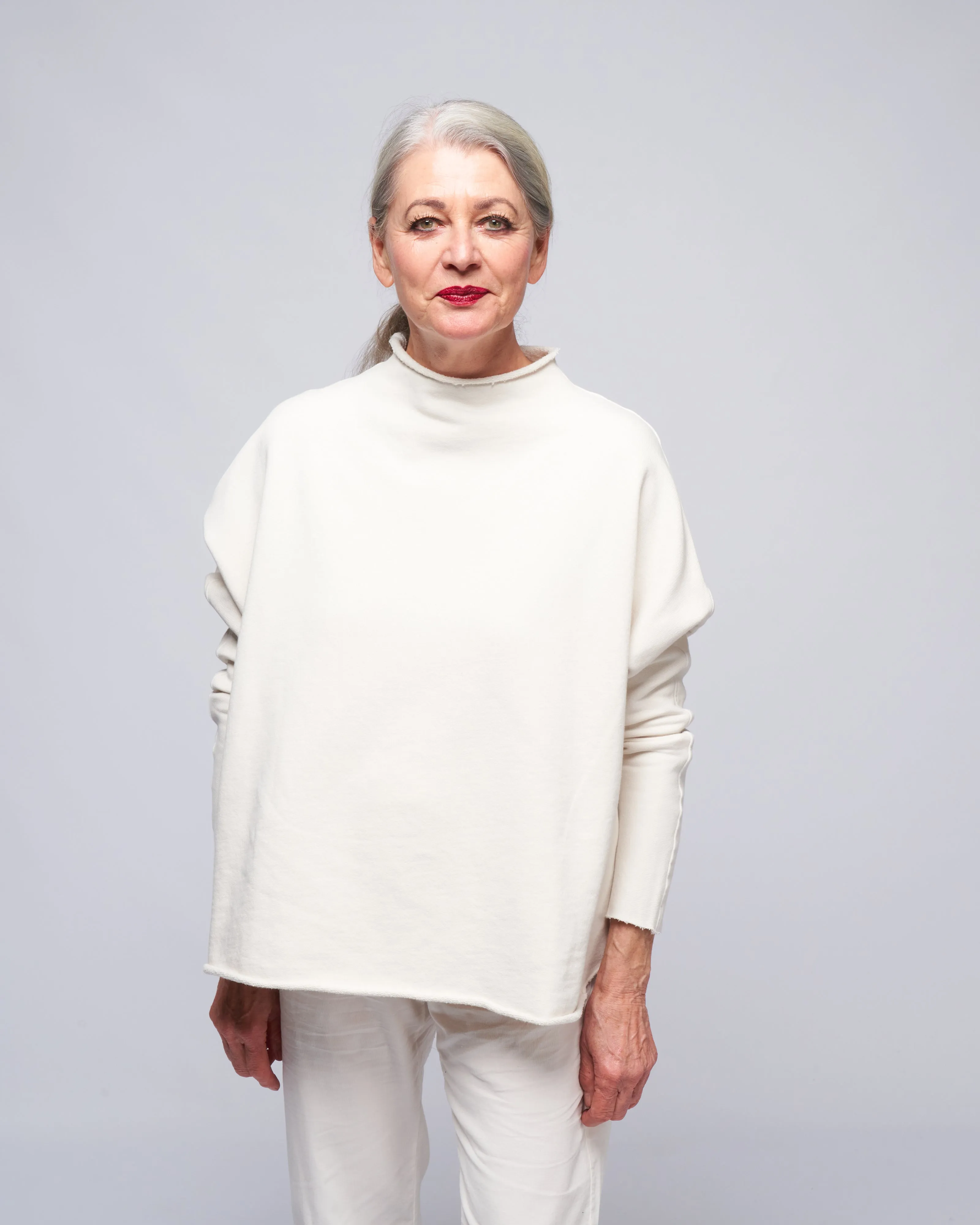 l/s funnel neck capelet - vwt vintage white