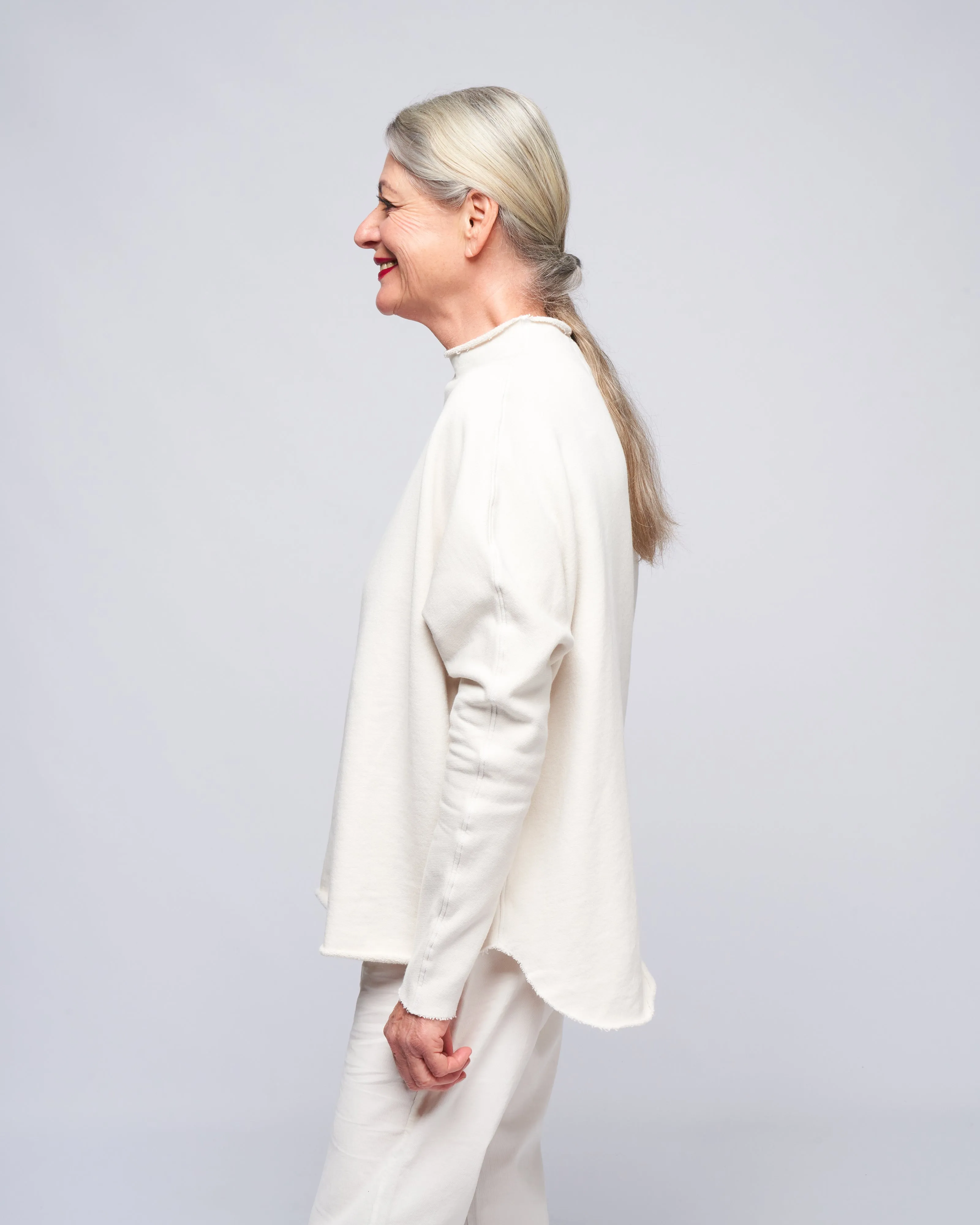 l/s funnel neck capelet - vwt vintage white