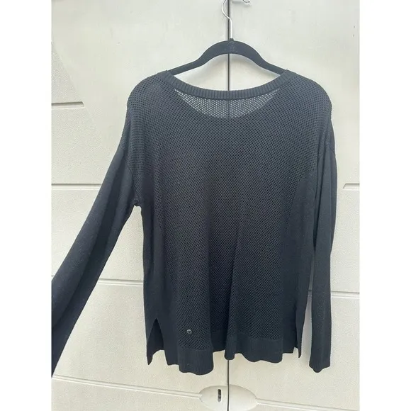 LULULEMON Women’s Well Being Black Cashmere Blend Perforated Back Sweater Sz 8