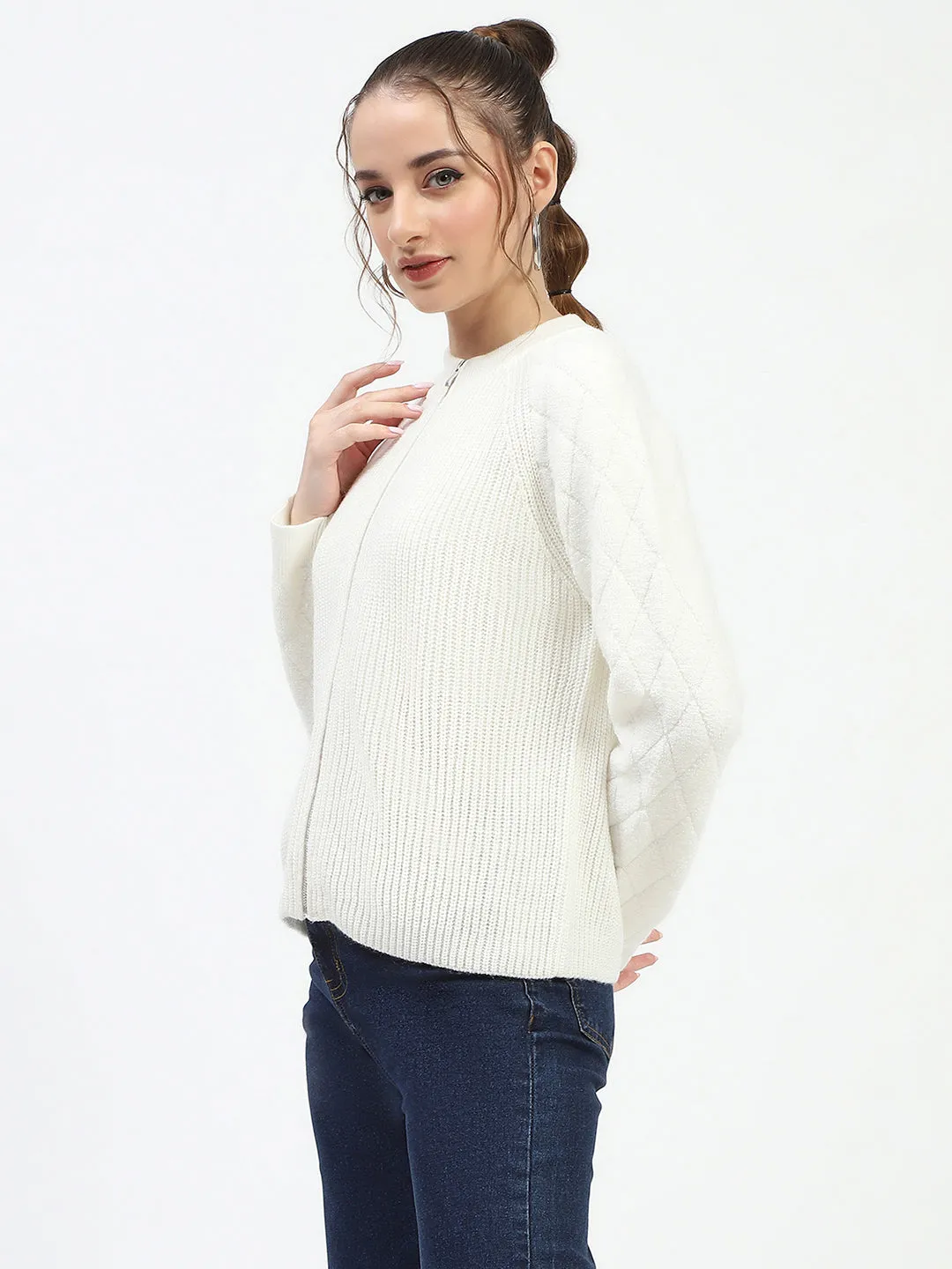 Madame Off-White Zip-Up Sweater