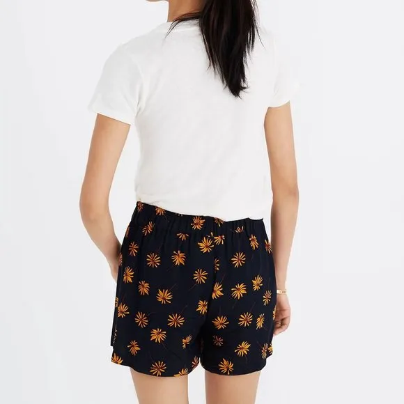 Madewell shorts Medium Pull-On Tie Fresh Daisies floral print elastic waist