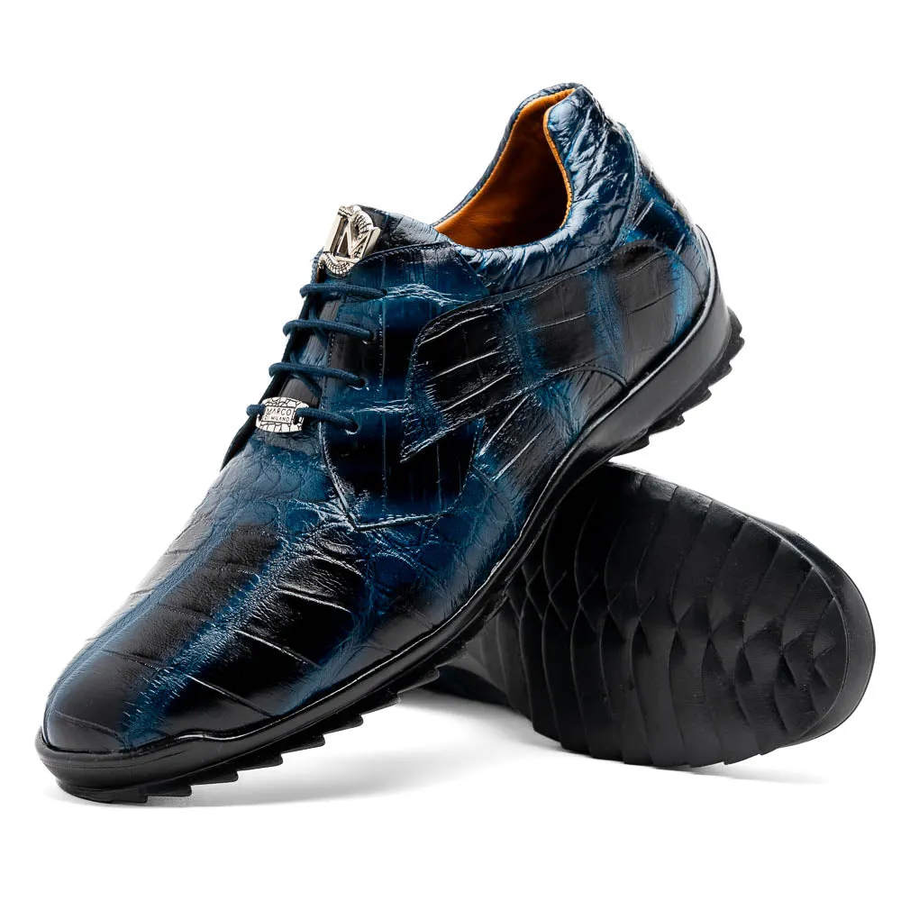 Marco Di Milano Vulcan Rustic Blue Alligator Sneakers