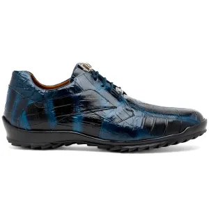 Marco Di Milano Vulcan Rustic Blue Alligator Sneakers