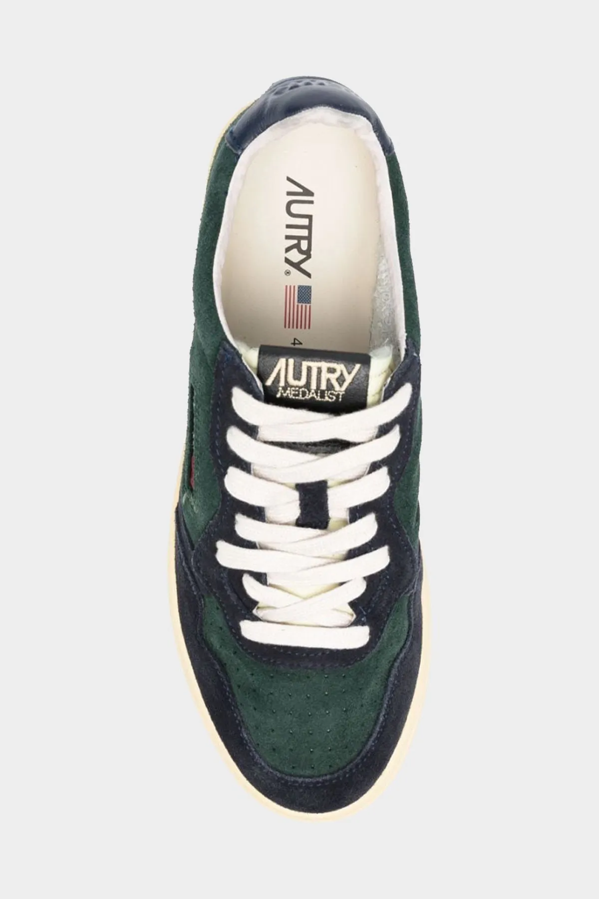 Medalist Low Suede Leather Men Sneaker in Green and Blue