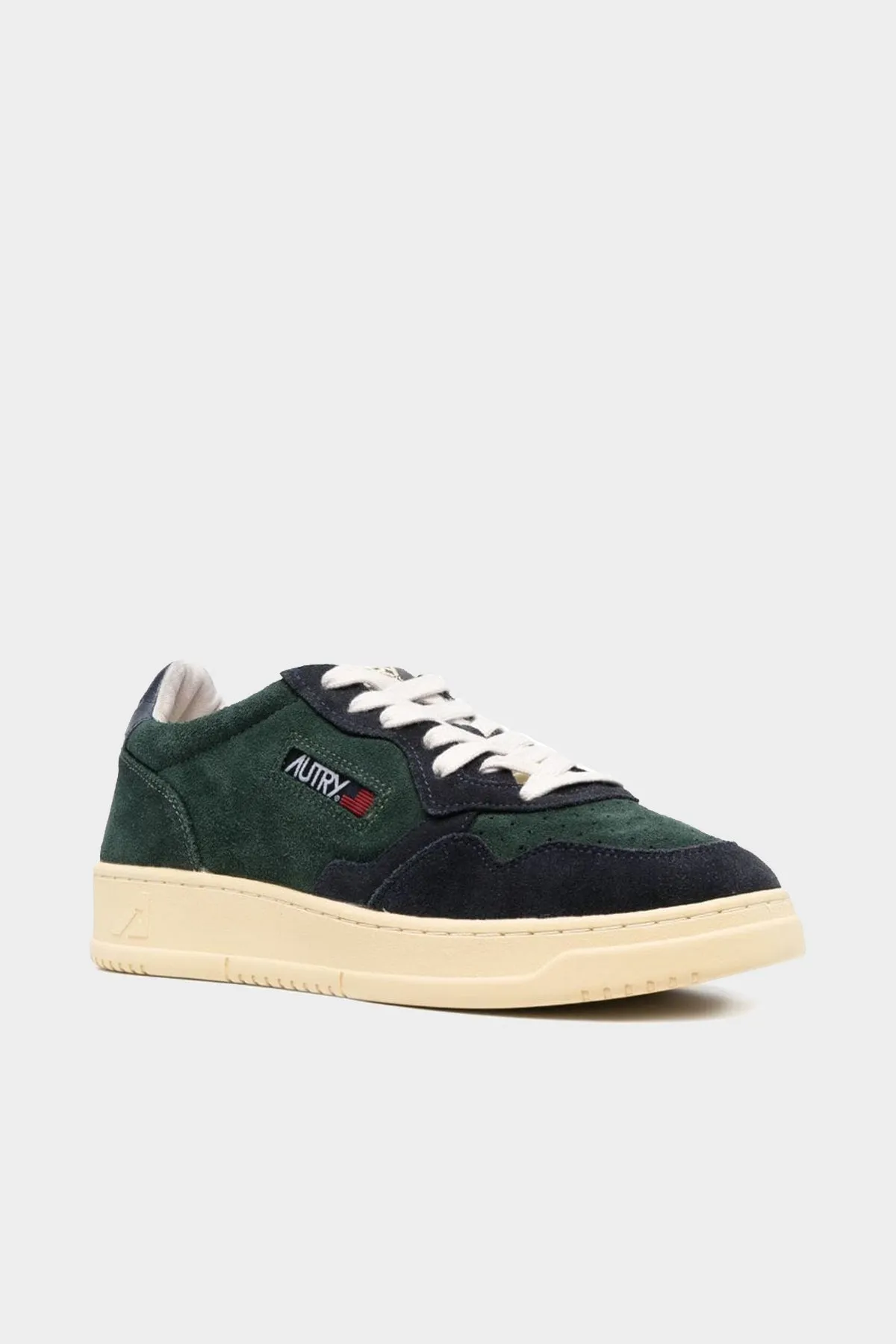 Medalist Low Suede Leather Men Sneaker in Green and Blue