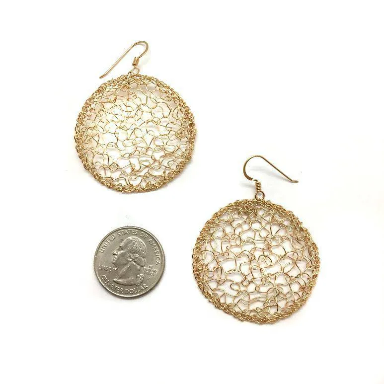Medium Gold Woven Circle Drops