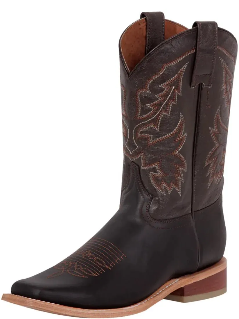 Men's Bovino Crazy Leather Classic Western Cowboy Boots 'El General' Choco Color 43010