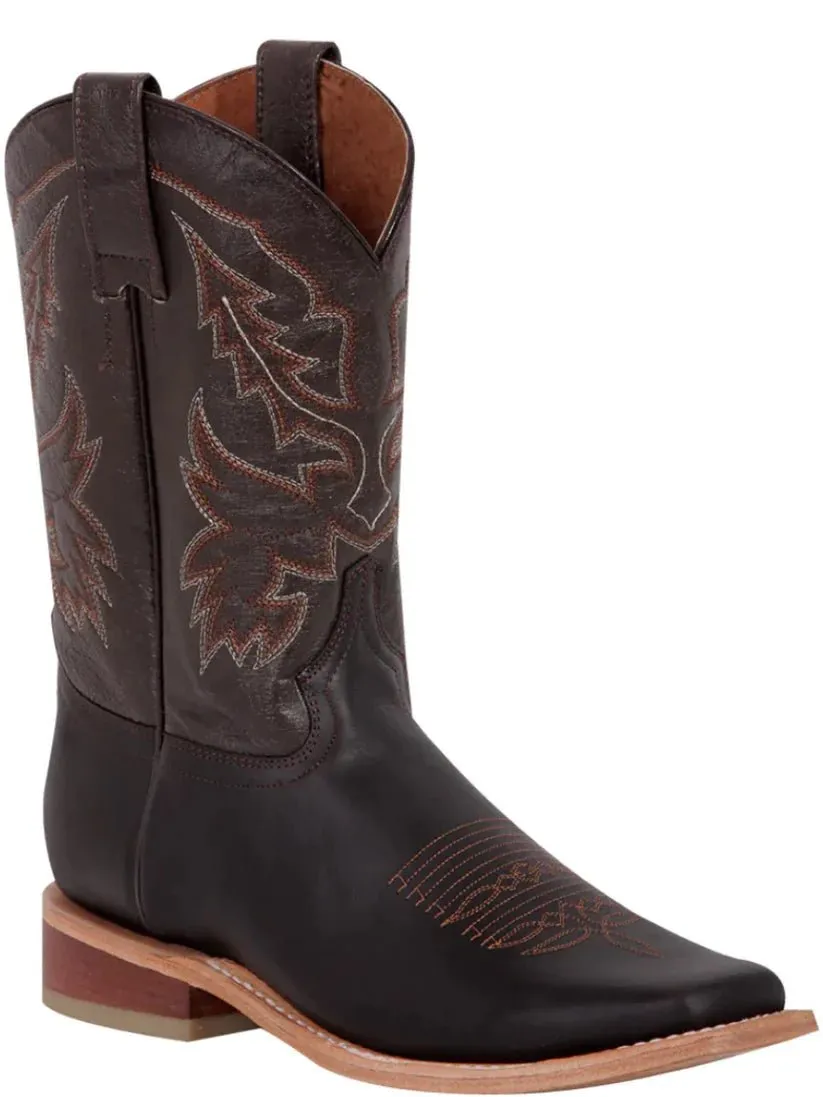 Men's Bovino Crazy Leather Classic Western Cowboy Boots 'El General' Choco Color 43010