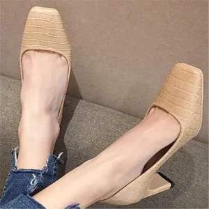 new ayemiland woman Fashion Thick heel shallow mouth Square head high-heeled shoes