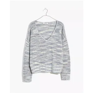 NEW Madewell Southbrook Open Stitch V Neck Pullover Sweater | Space Dye | Small