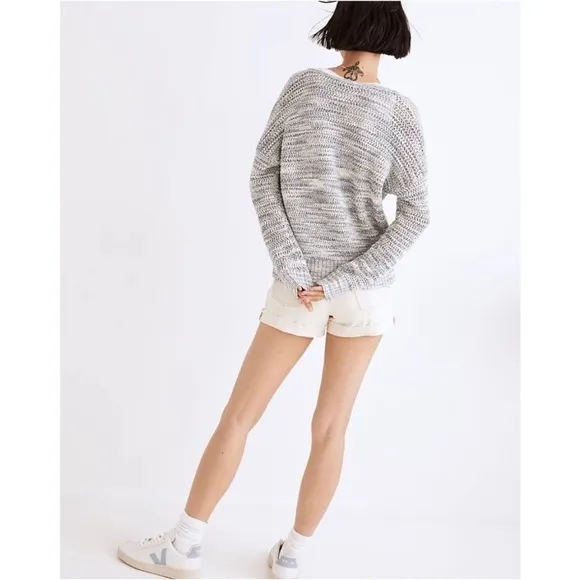 NEW Madewell Southbrook Open Stitch V Neck Pullover Sweater | Space Dye | Small