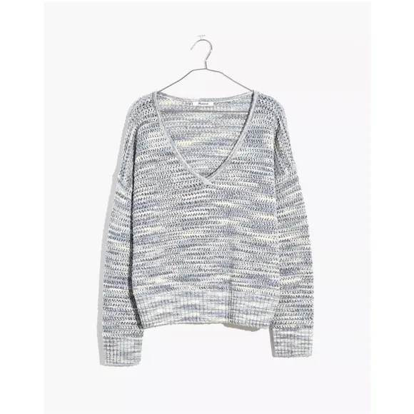 NEW Madewell Southbrook Open Stitch V Neck Pullover Sweater | Space Dye | Small