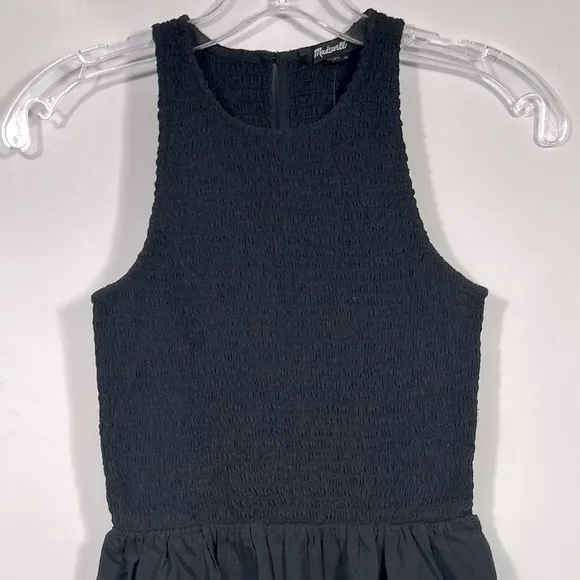 NEW MADEWELL The Petite Melody Smocked Midi Dress Size PXXS Black
