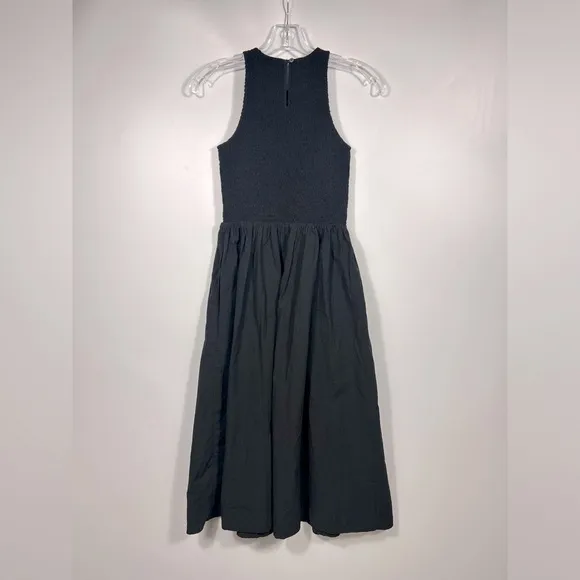 NEW MADEWELL The Petite Melody Smocked Midi Dress Size PXXS Black