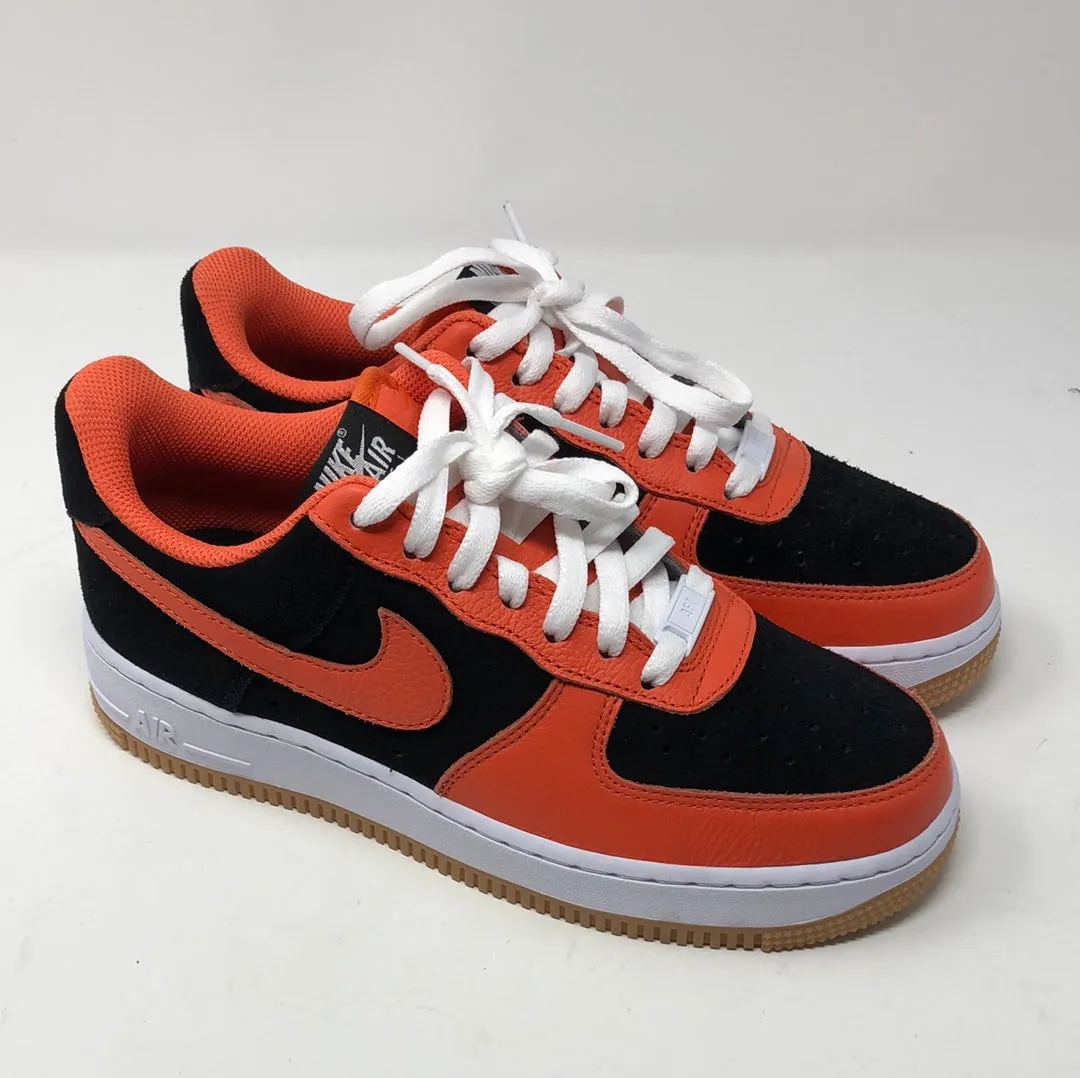 Nike Air Force Black Suede with Orange Leather Check