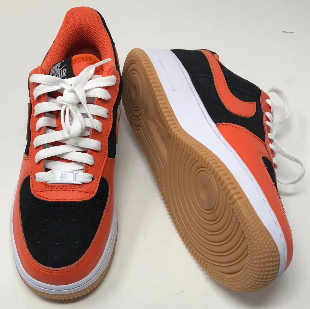 Nike Air Force Black Suede with Orange Leather Check