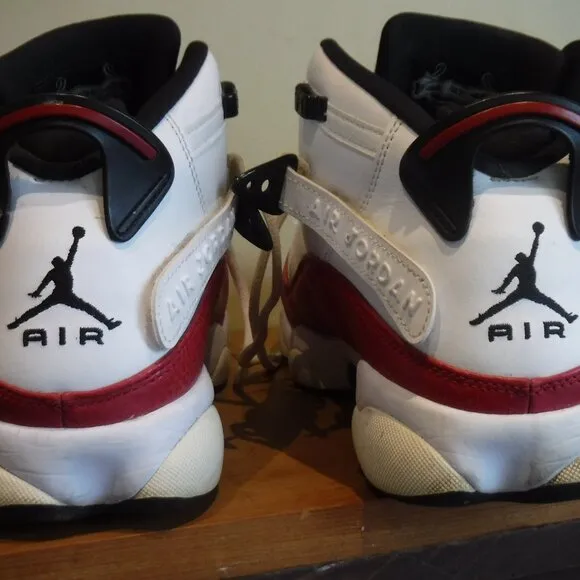 NIKE Air Jordan 6 Rings WHITE UNIVERSITY  White &amp;Red &amp; Black size 10