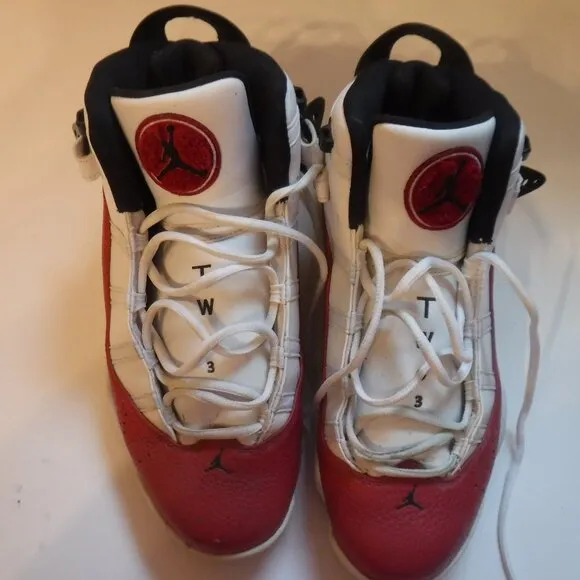 NIKE Air Jordan 6 Rings WHITE UNIVERSITY  White &amp;Red &amp; Black size 10