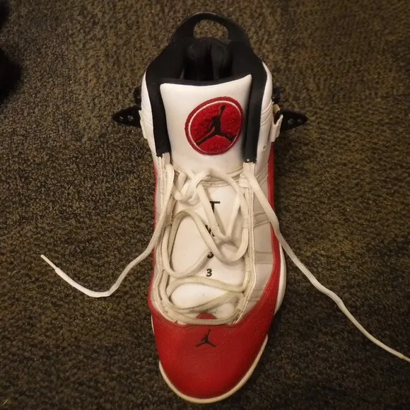 NIKE Air Jordan 6 Rings WHITE UNIVERSITY  White &amp;Red &amp; Black size 10