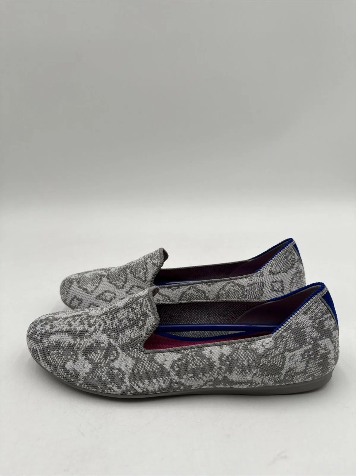 NWOB Rothy’s THE Loafers Gray Snake Print Knit Round Toe Flats Women’s Size 7 - Like New