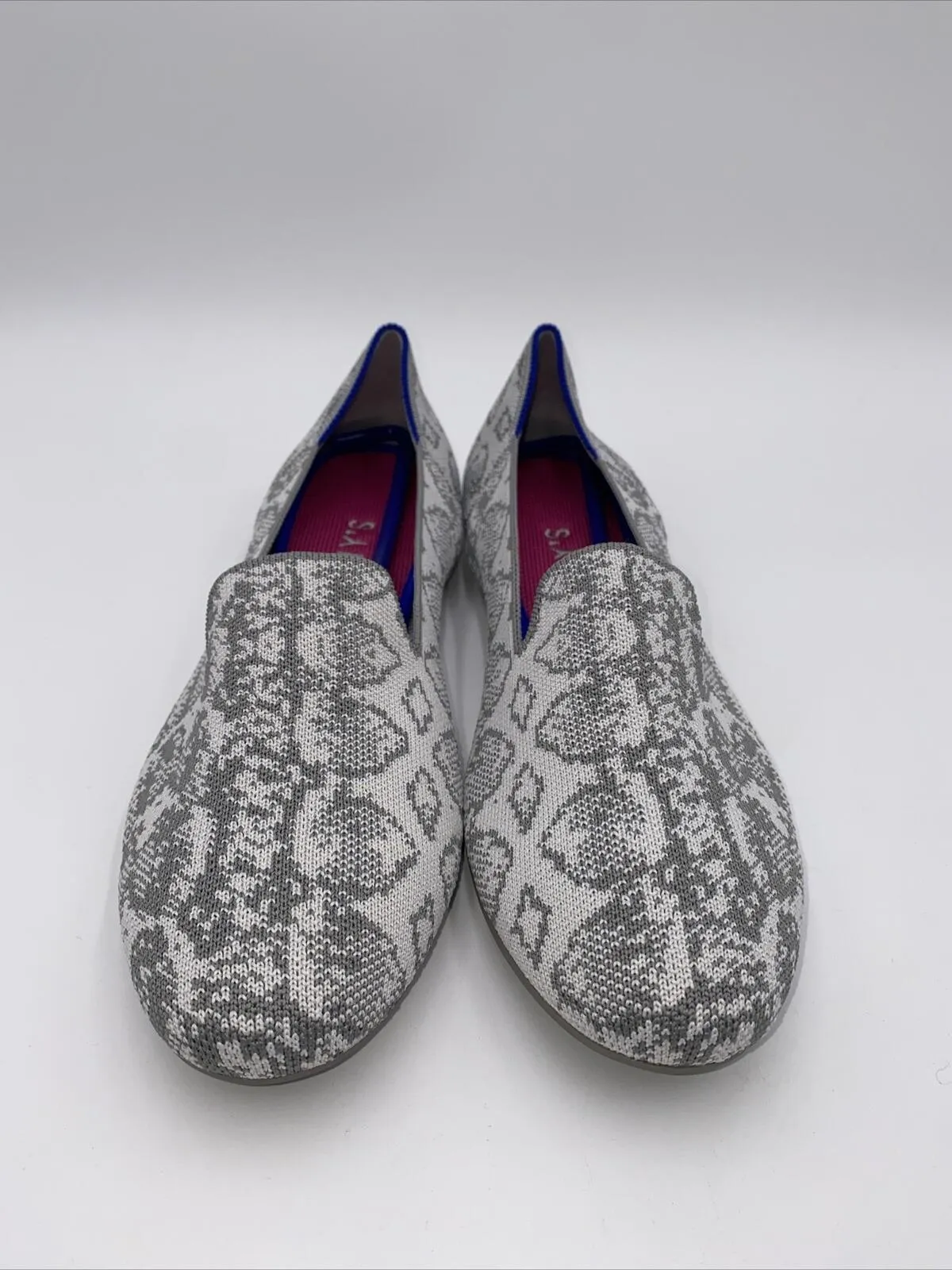 NWOB Rothy’s THE Loafers Gray Snake Print Knit Round Toe Flats Women’s Size 7 - Like New