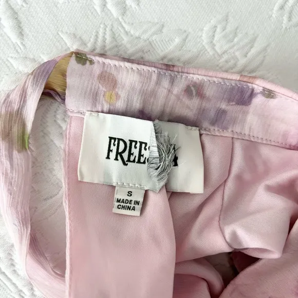 NWOT Lulus Happily Sweet Light Pink Floral Mock Neck Backless Midi Dress Small