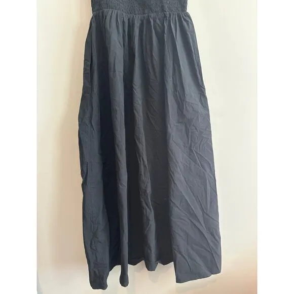 NWT Madewell The Melody Smocked Midi Dress Size XS In Black