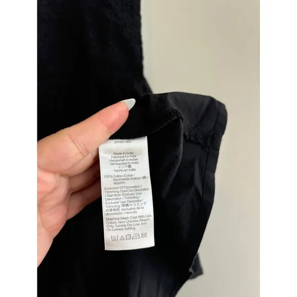 NWT Madewell The Melody Smocked Midi Dress Size XS In Black