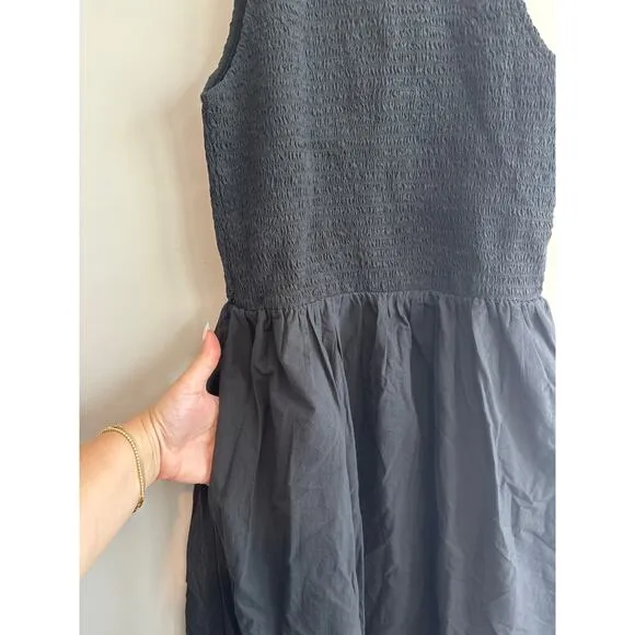 NWT Madewell The Melody Smocked Midi Dress Size XS In Black