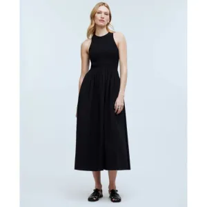 NWT Madewell The Melody Smocked Midi Dress Size XS In Black
